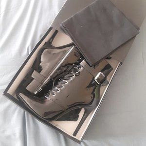 Danielle Guizio patent lace-up ankle boots